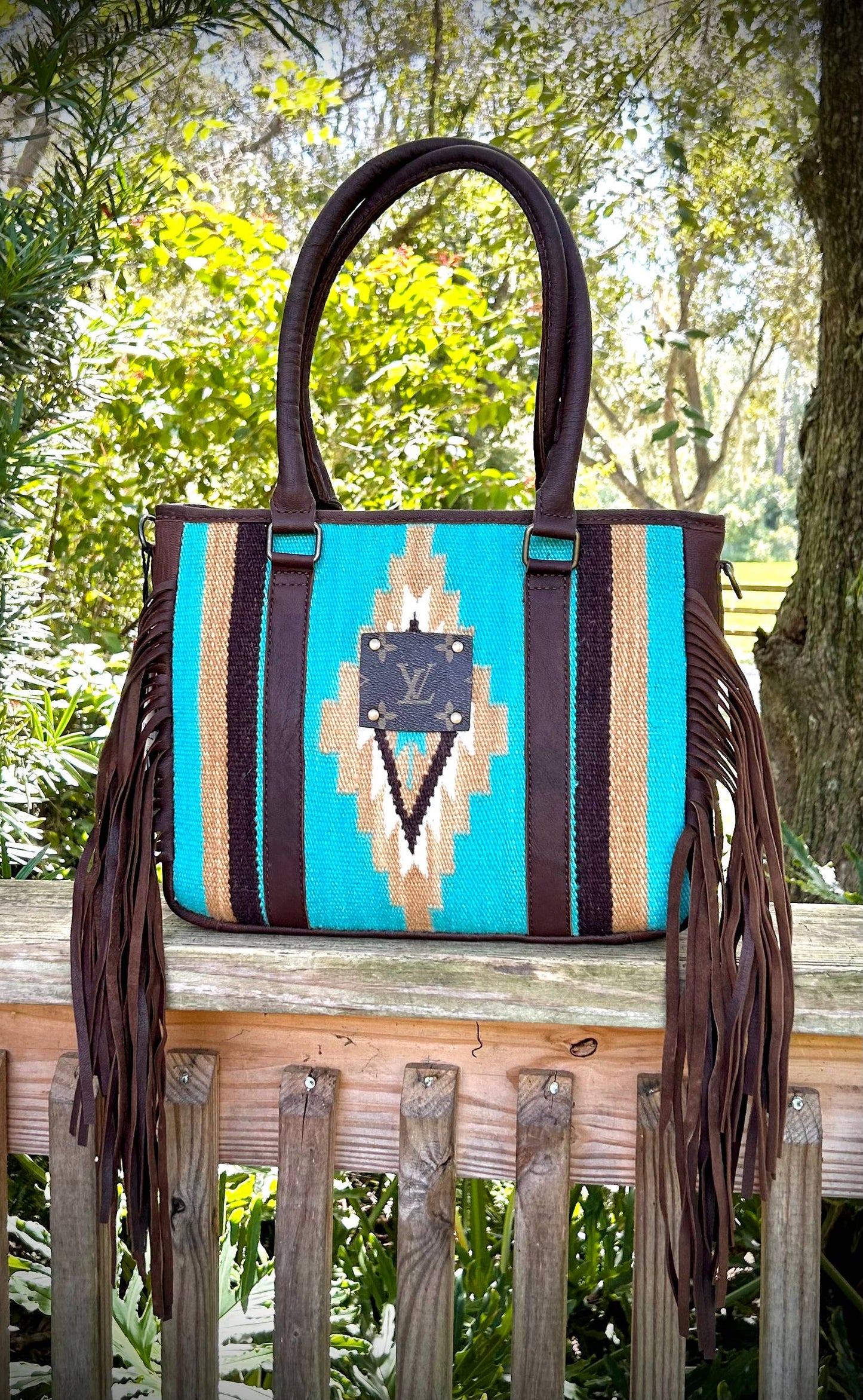 Upcycled LV Leather Crossbody Satchel Bag Western Southern Junkie