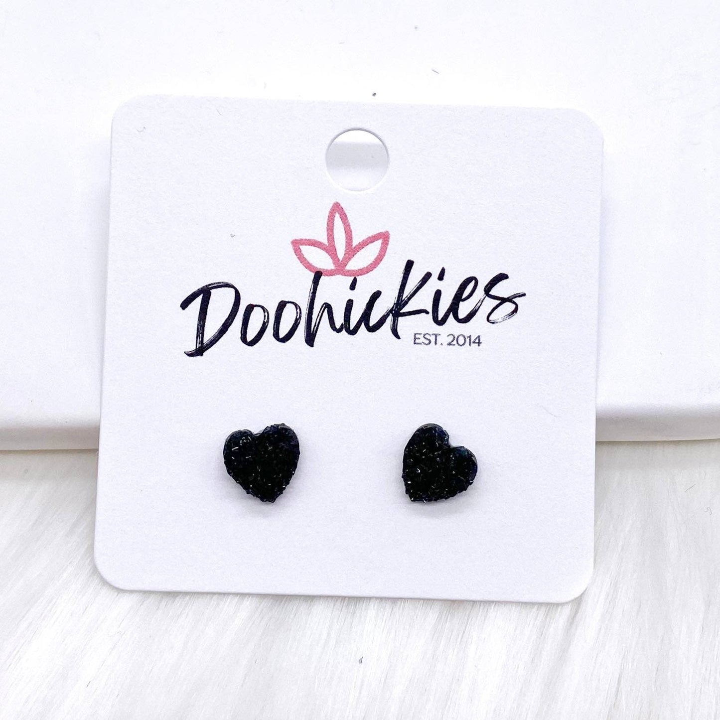 Valentine Sparkle Hearts -Earrings: Purple 8mm Doohickie