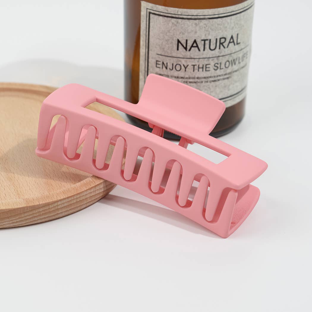4.13'' Frosted Solid Color Rectangle Hair Clip Diva Shop