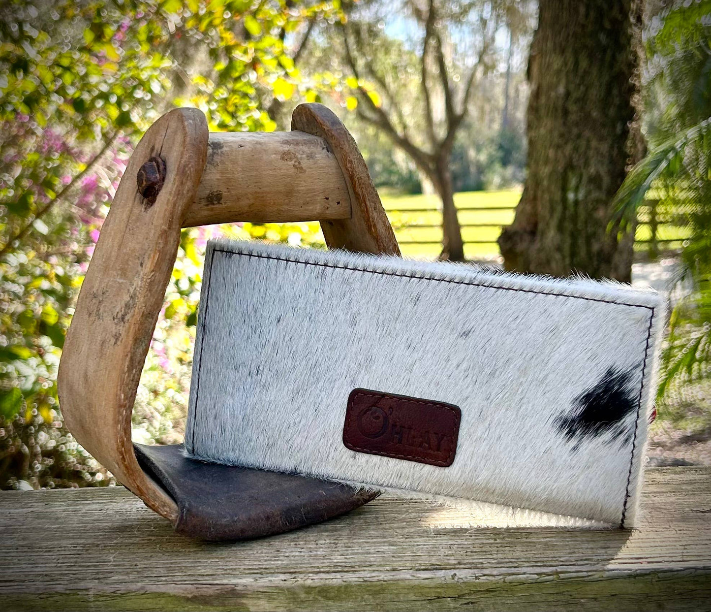 Upcycled LV Tooled Leather Cowhide Wallet Card Holder Boho Southern Junkie