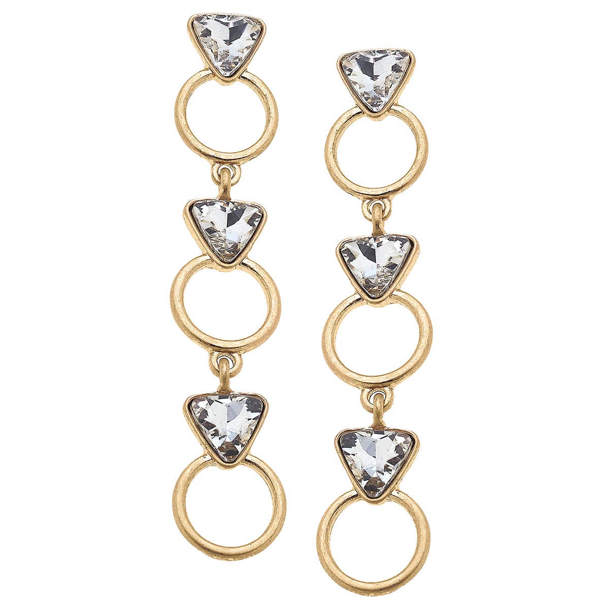 Put a Ring On It Linked Earrings in Worn Gold