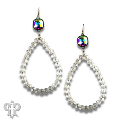Faceted bead teardrop earring with Austrian crystal - LC: Multi-Color
