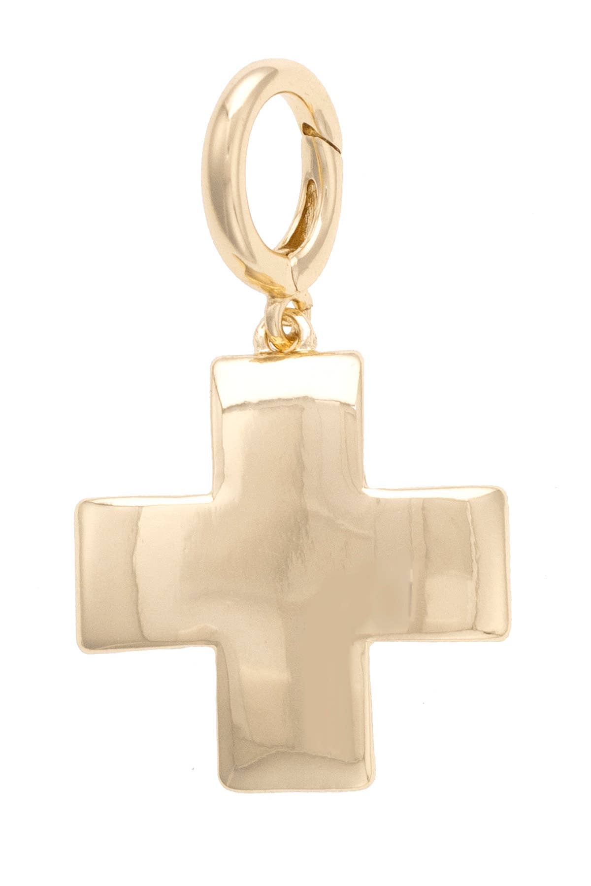 Square Cross Pendant Charm in Shiny Gold Canvas