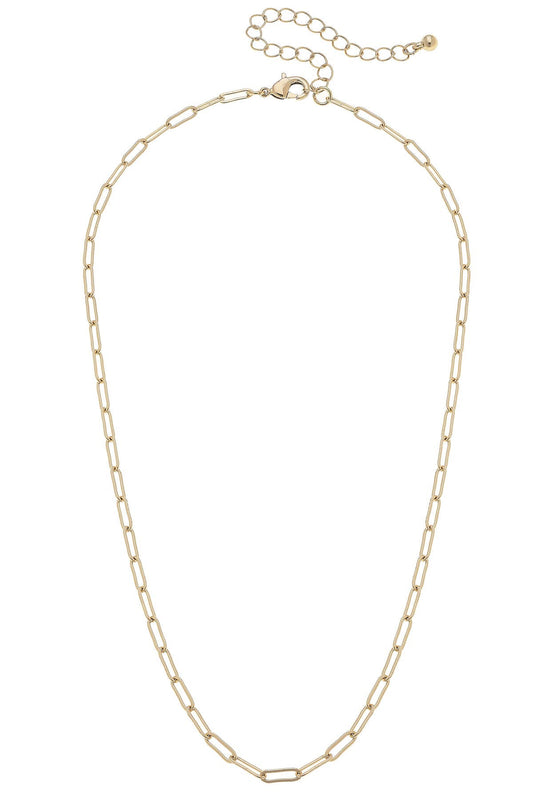 Celia Paperclip Chain Charm Necklace Base - Shiny Gold