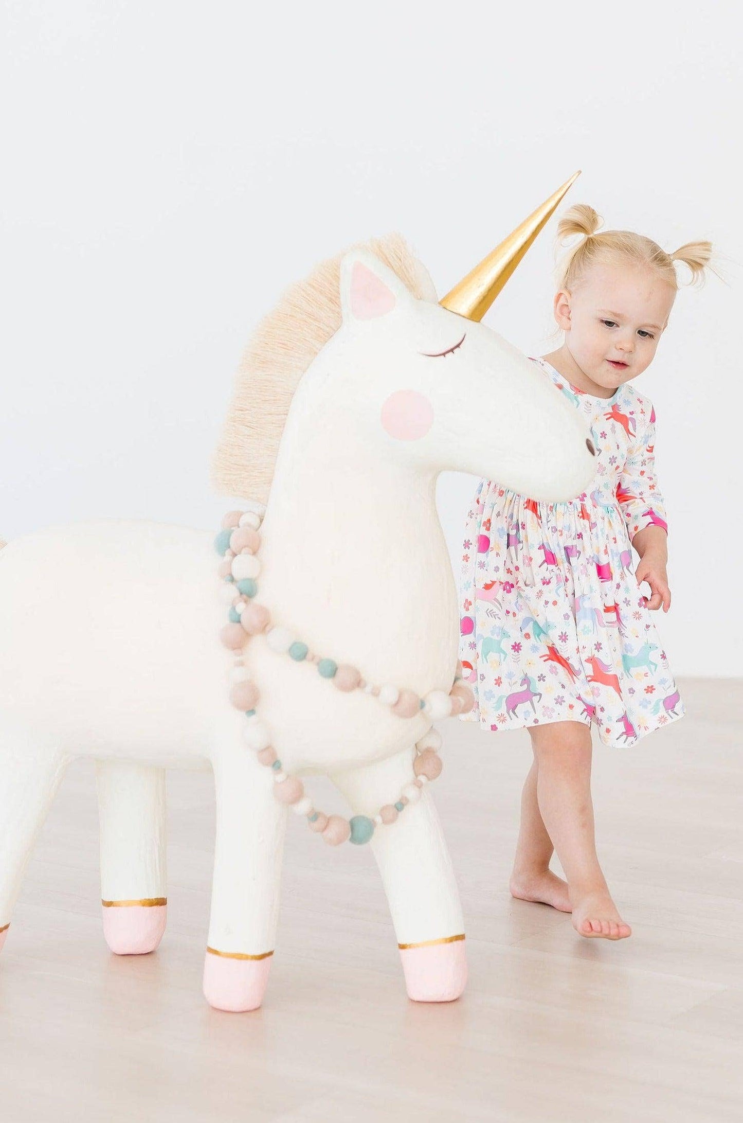 Unicorn Wish 3/4 Sleeve Pocket Twirl Dress: Mila & Rose
