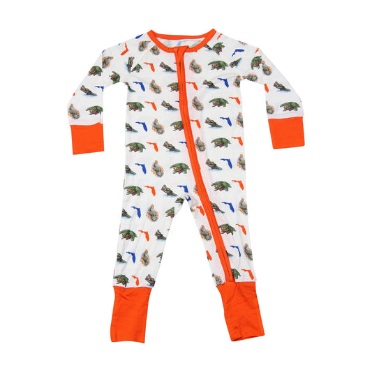 Florida State Shape Alligator Unisex Kids Pajamas: Onesie