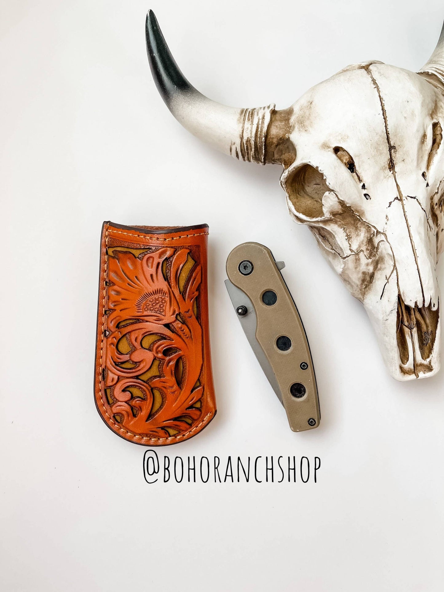 Leather Pocket Knife Sheath Genuine Leather Case Pocket: Boho Ranch