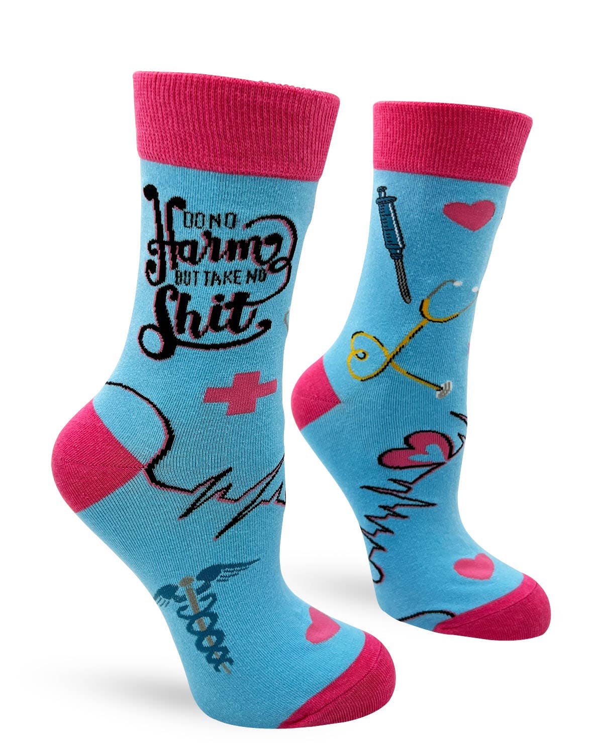 Do No Harm But Take No Shit Women's Crew Socks- Fabdaz