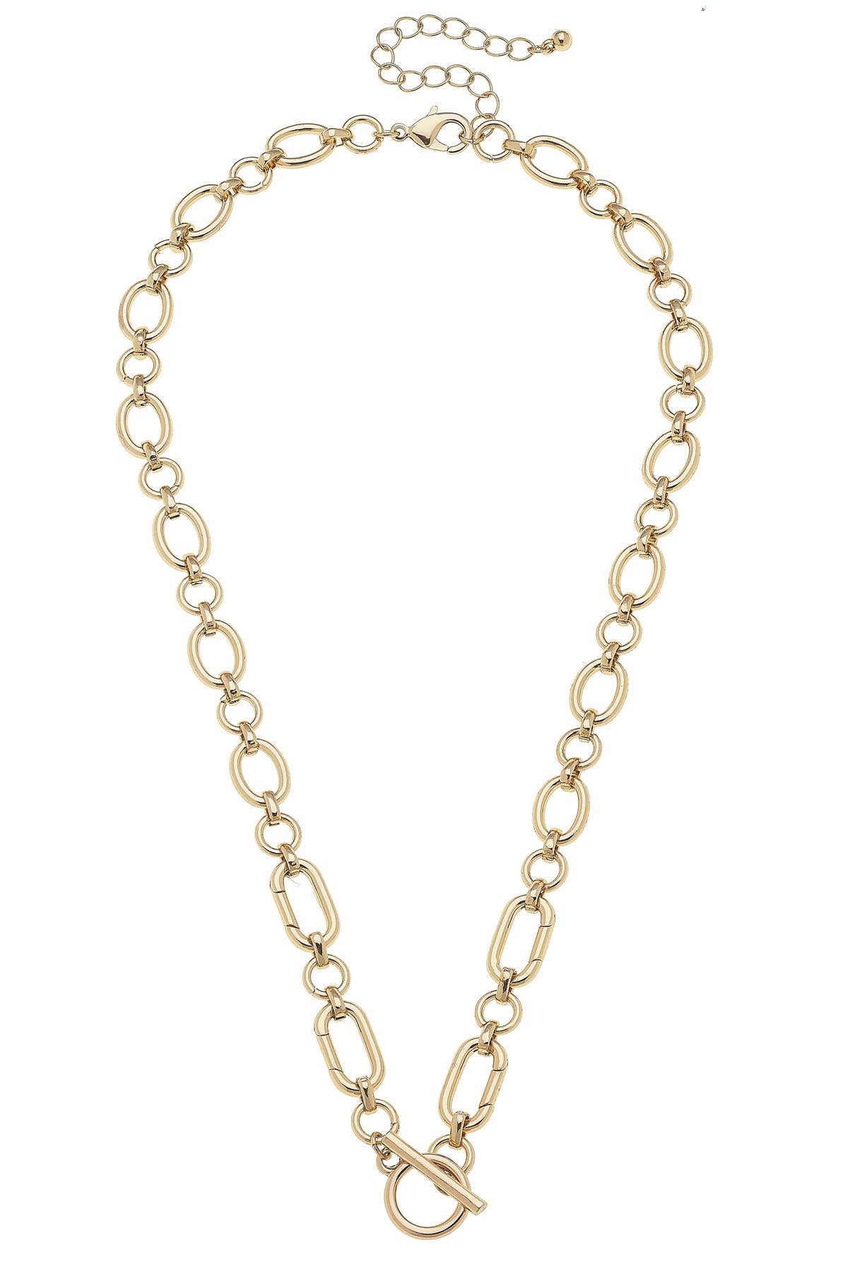 Sasha Toggle Front Charm Necklace Base in Shiny Gold Canvas