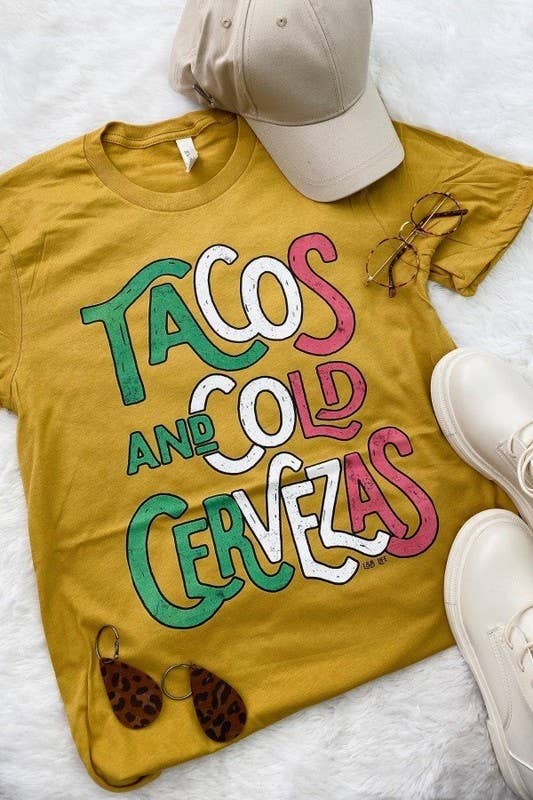 Bella Canvas Tacos and Cold Cervezas, Mexico Graphic Tshirt: L&B