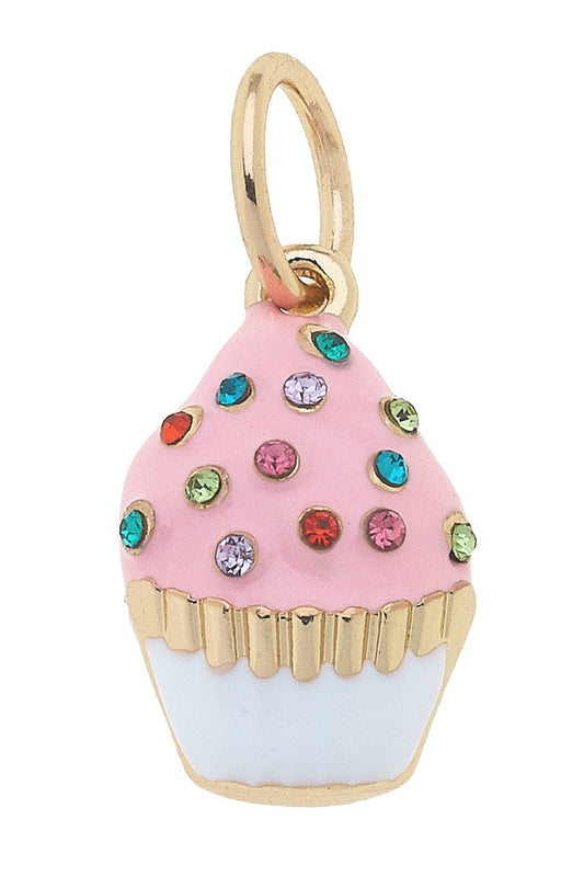 Bejeweled Cupcake Charm in Light Pink canvas