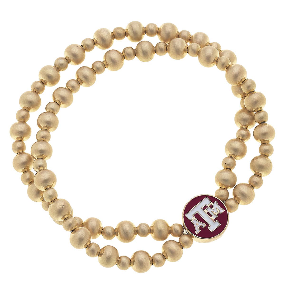 Texas A&M Aggies 2-Row Ball Bead Stretch Bracelet Canvas