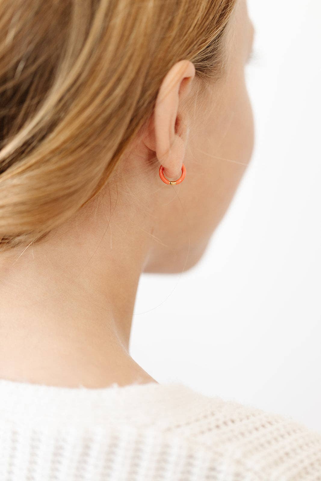 Enamel Hoop: Neutral Earrings Pip Pop