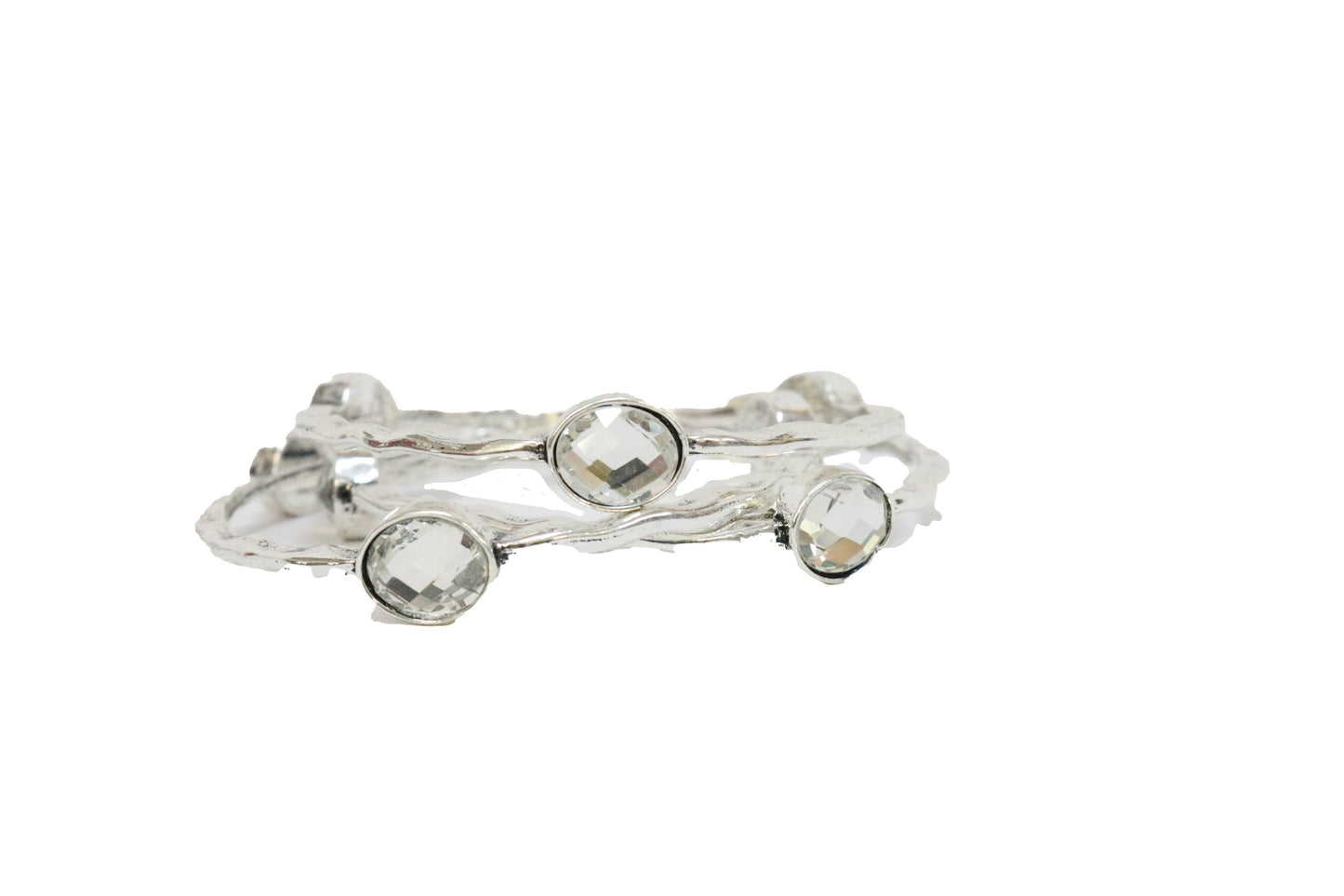 Silver Bangles with Rhinestones -- 3/set West Co