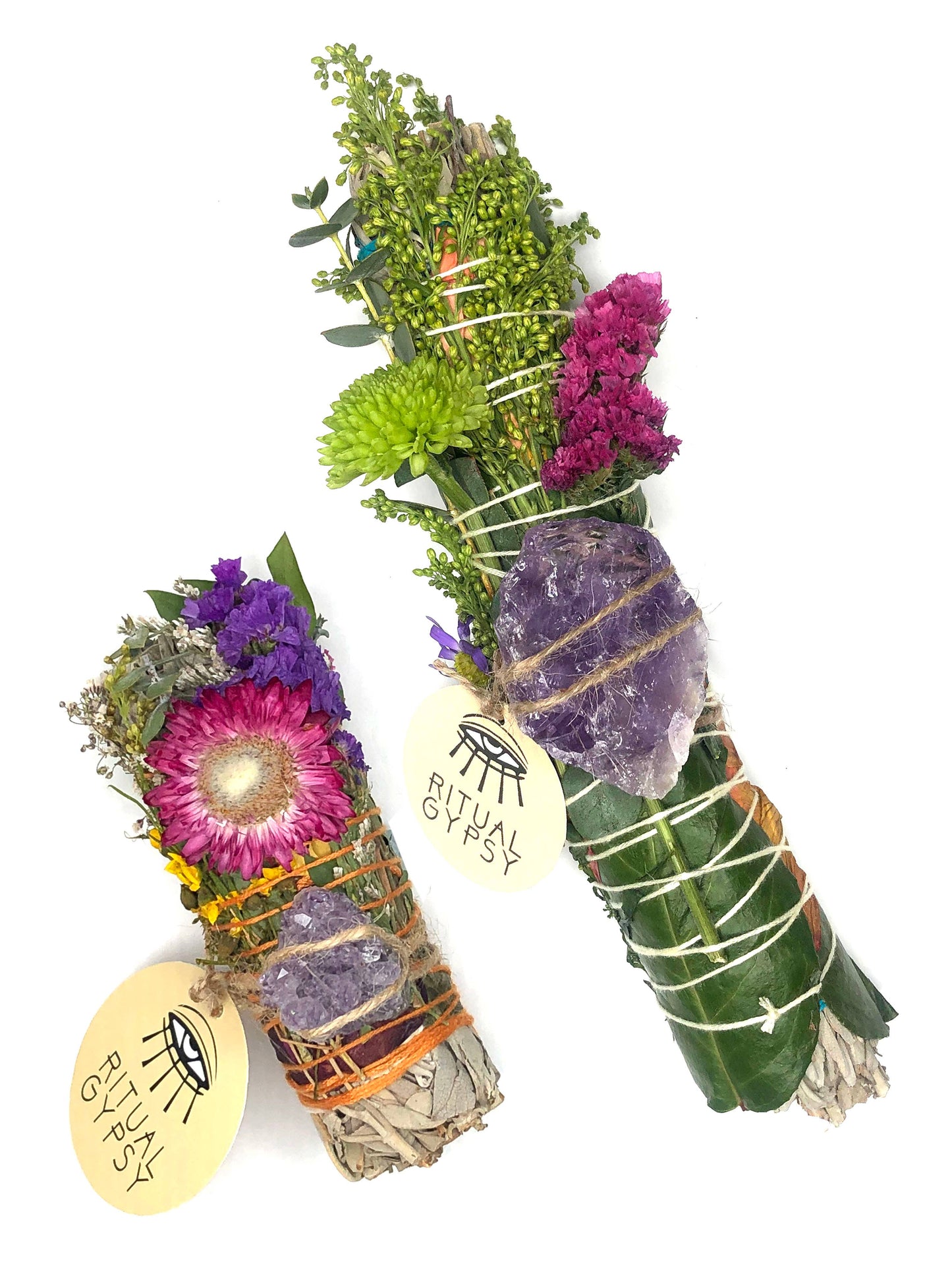 Ritual Sage Wand + Amethyst - (4"/9")