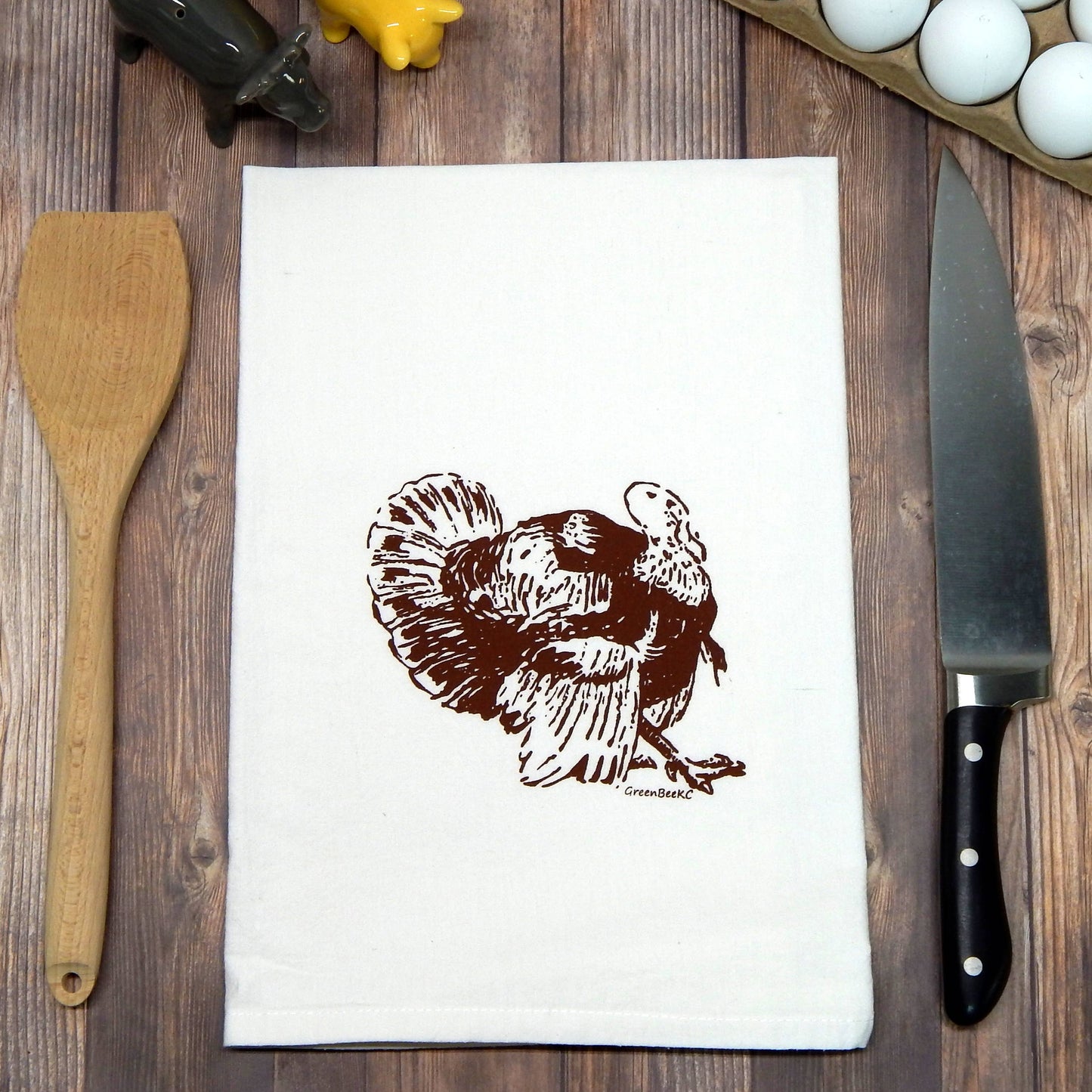 Thanksgiving Dish Towel | Tea Towels | Fall Kitchen Towels: Black Green Bee