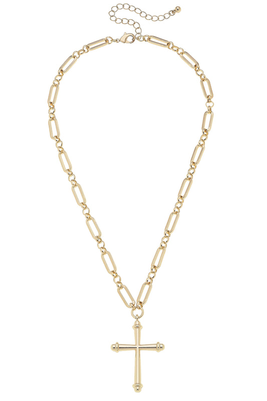 Esther Cross Linked Necklace in Shiny Gold Canvas
