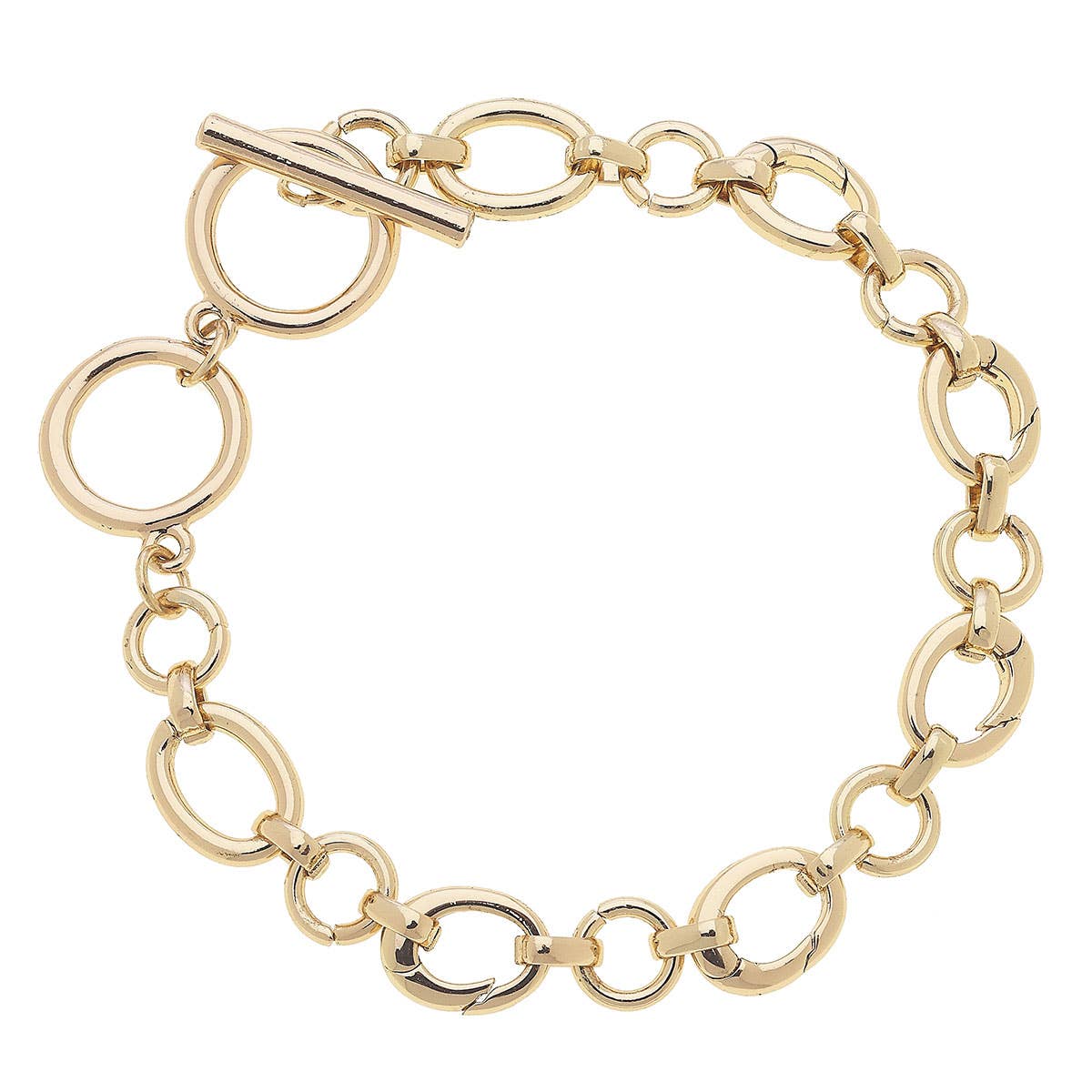 Sasha Toggle Charm Bracelet Base in Shiny Gold Canvas