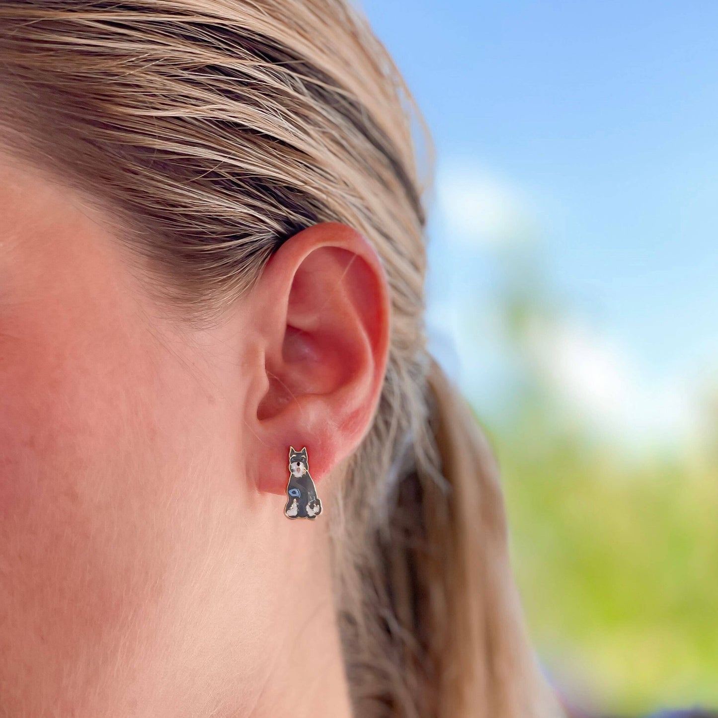 Schnauzer Enamel Stud Earrings Prep obsessed