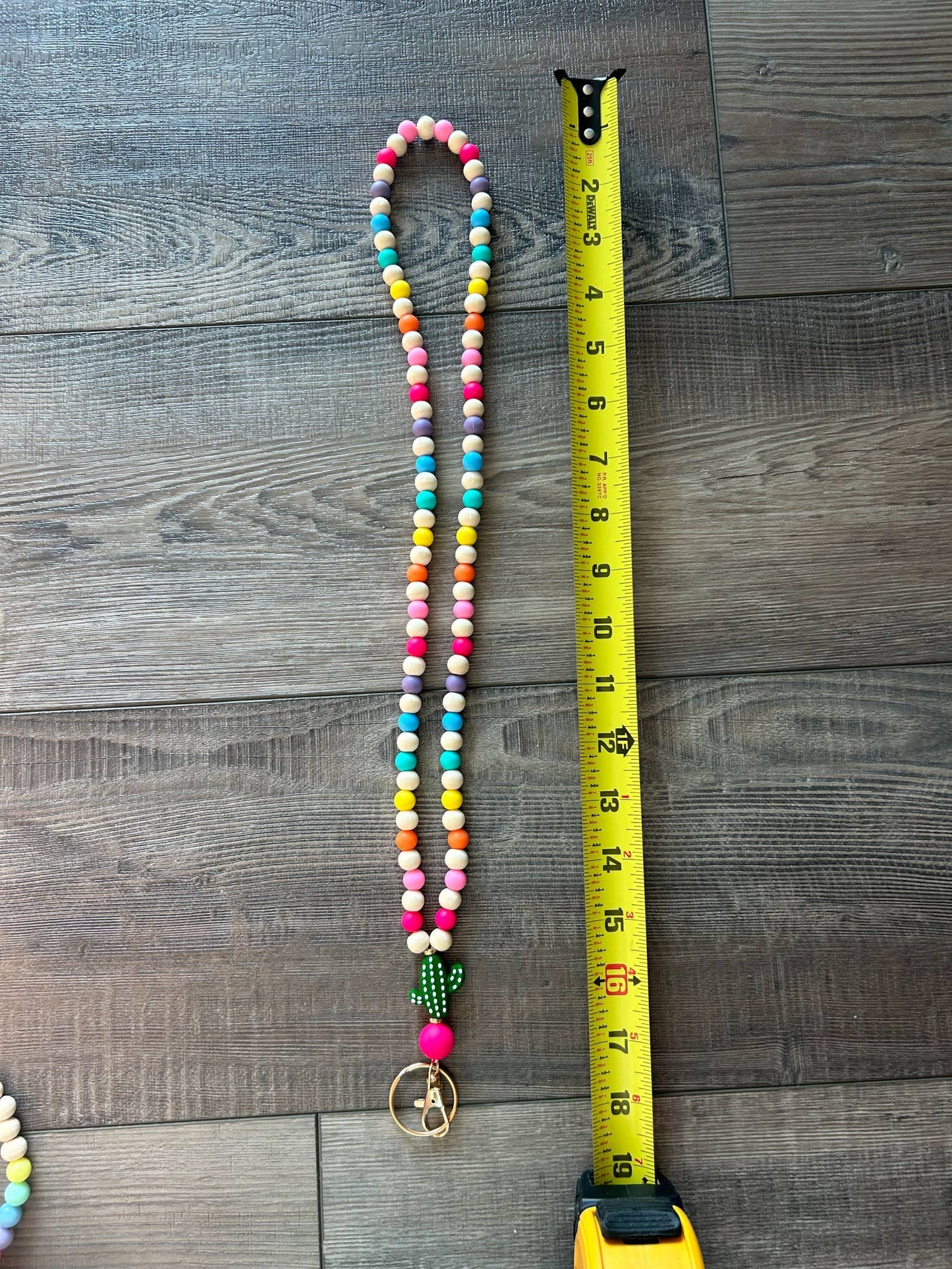 Colorful Beaded Teacher Lanyard with Cactus JInk Tx