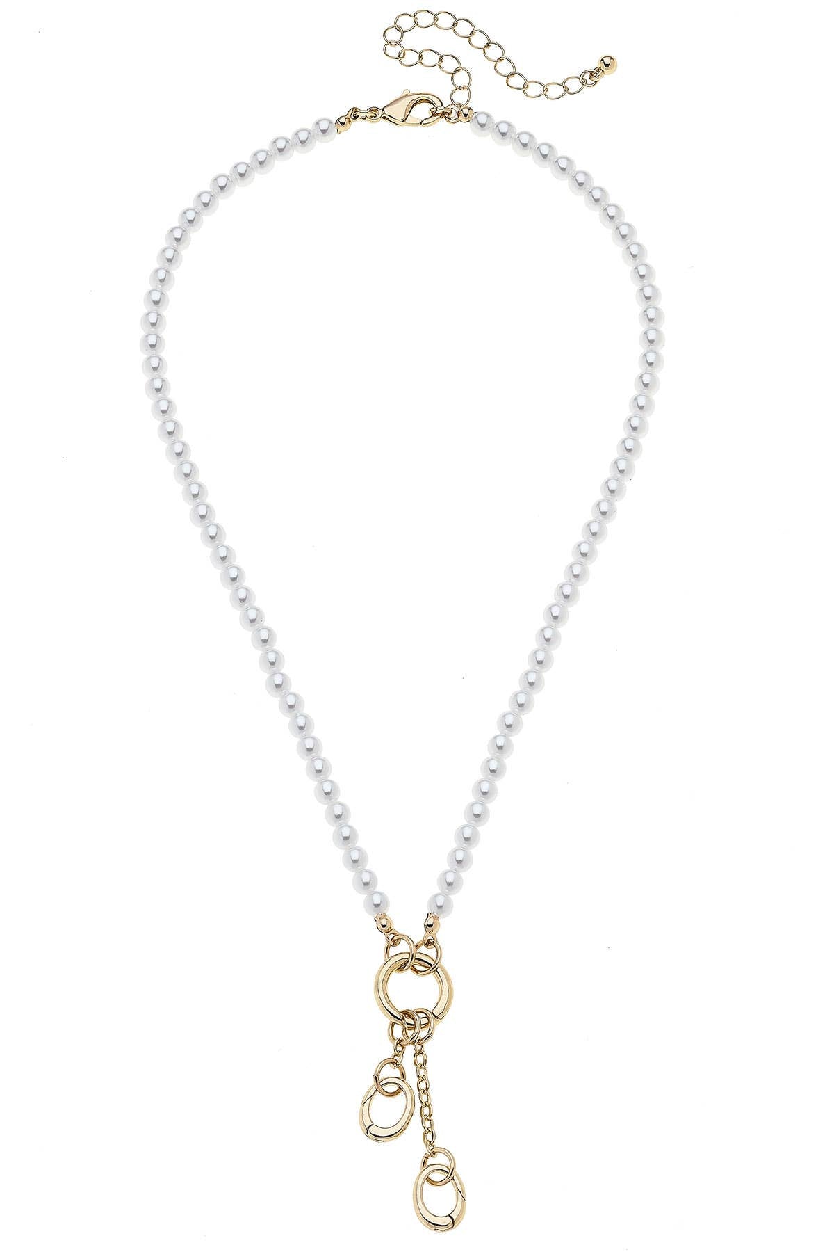 Teddy Pearl Beaded Charm Necklace Base in Ivory Canvas