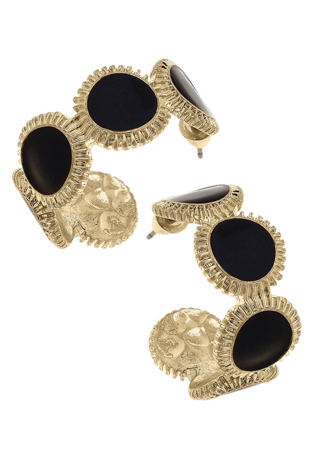 Bianca Fluted Enamel Disc Hoop Earrings