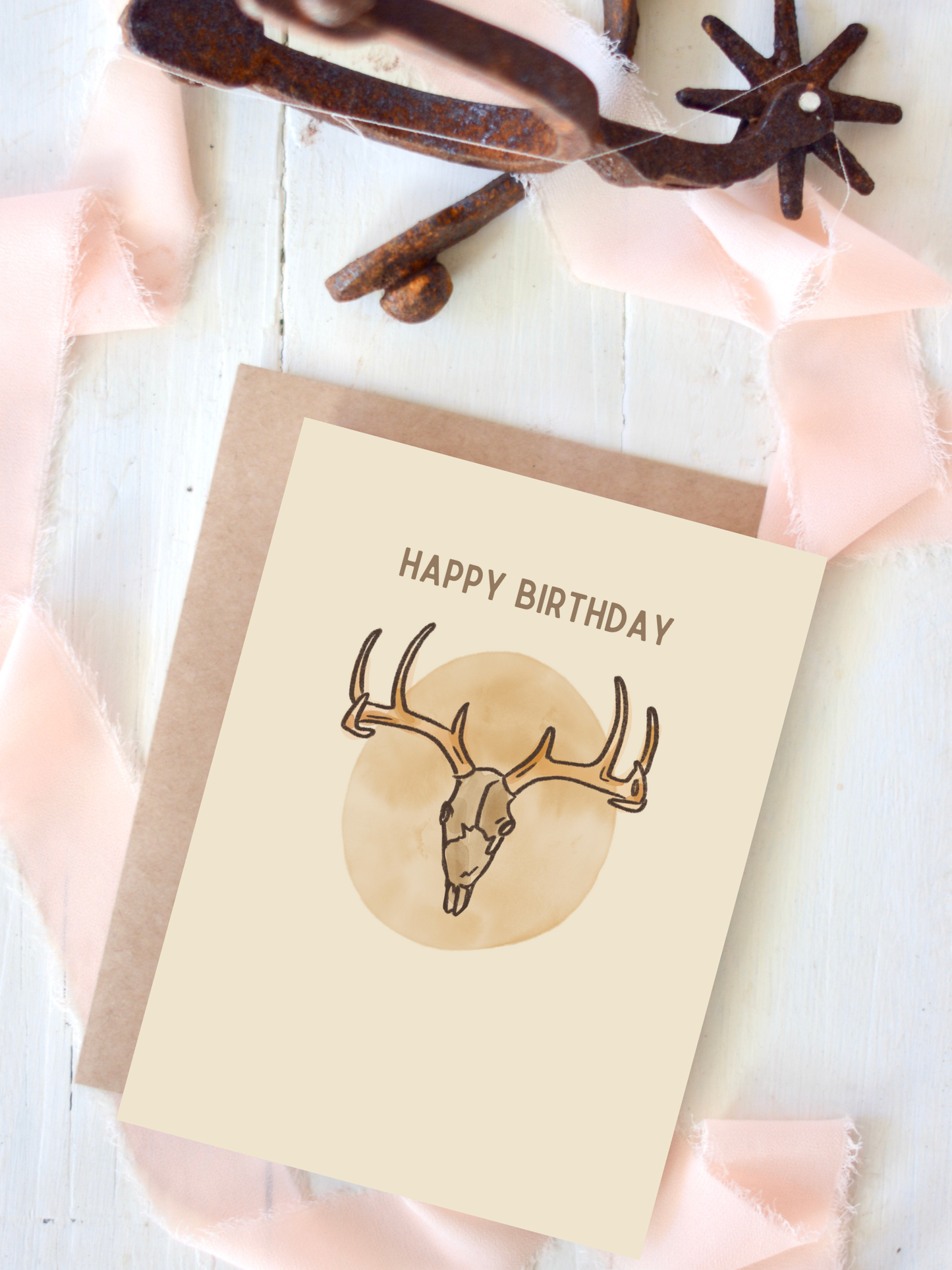 Happy Birthday Deer Antlers Hunter Birthday Card Tirzah