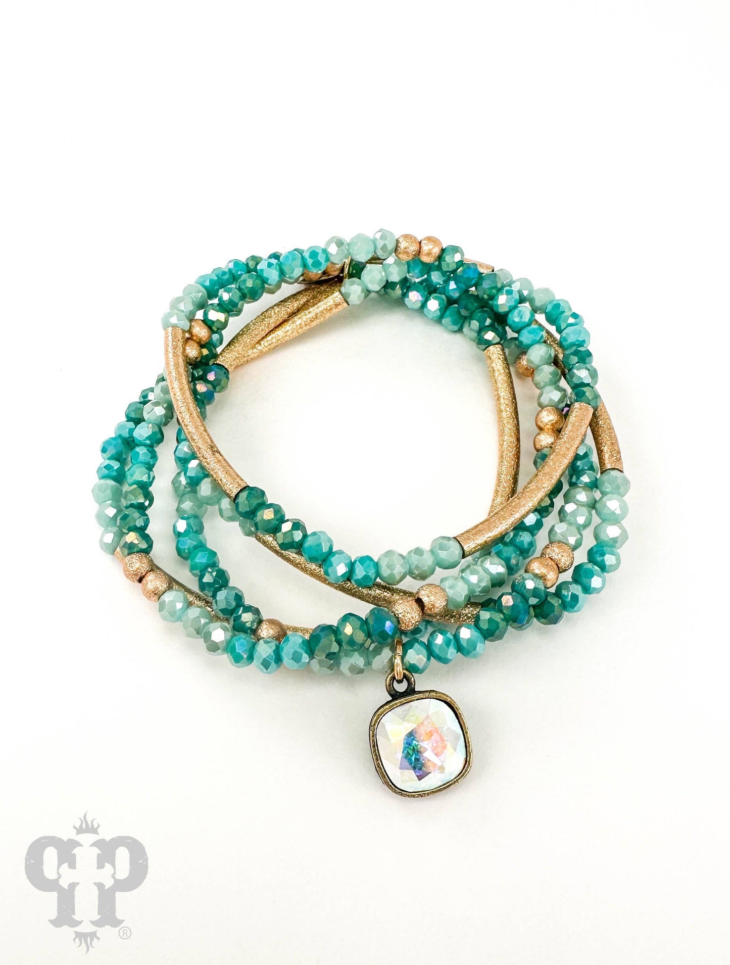 Austrian crystal bead bracelet set: Green PP 1B363BAB14