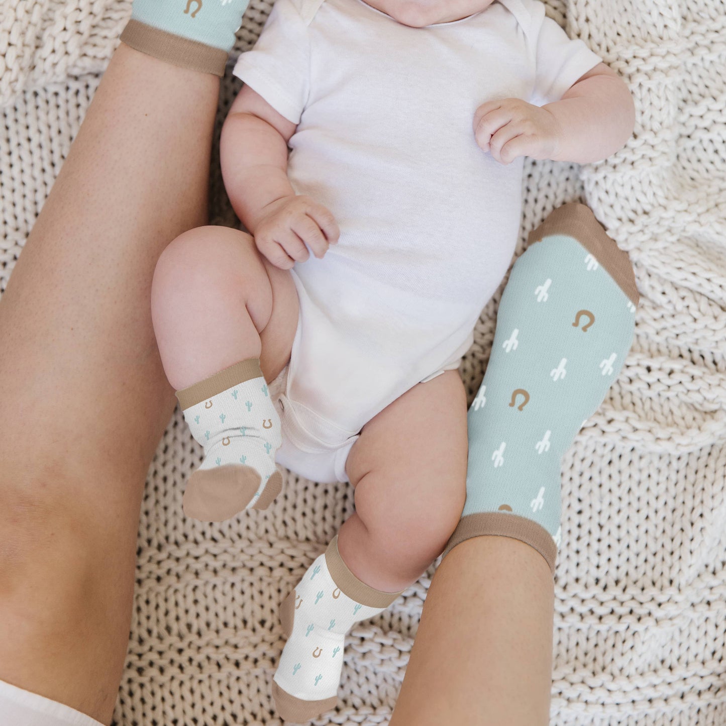 Western Mama & Me Socks Set Howdy Partner Blue Juju bee