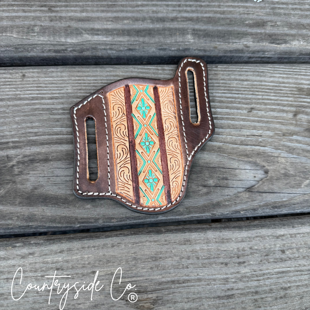 Aztec Tooled Leather Sheath Countryside