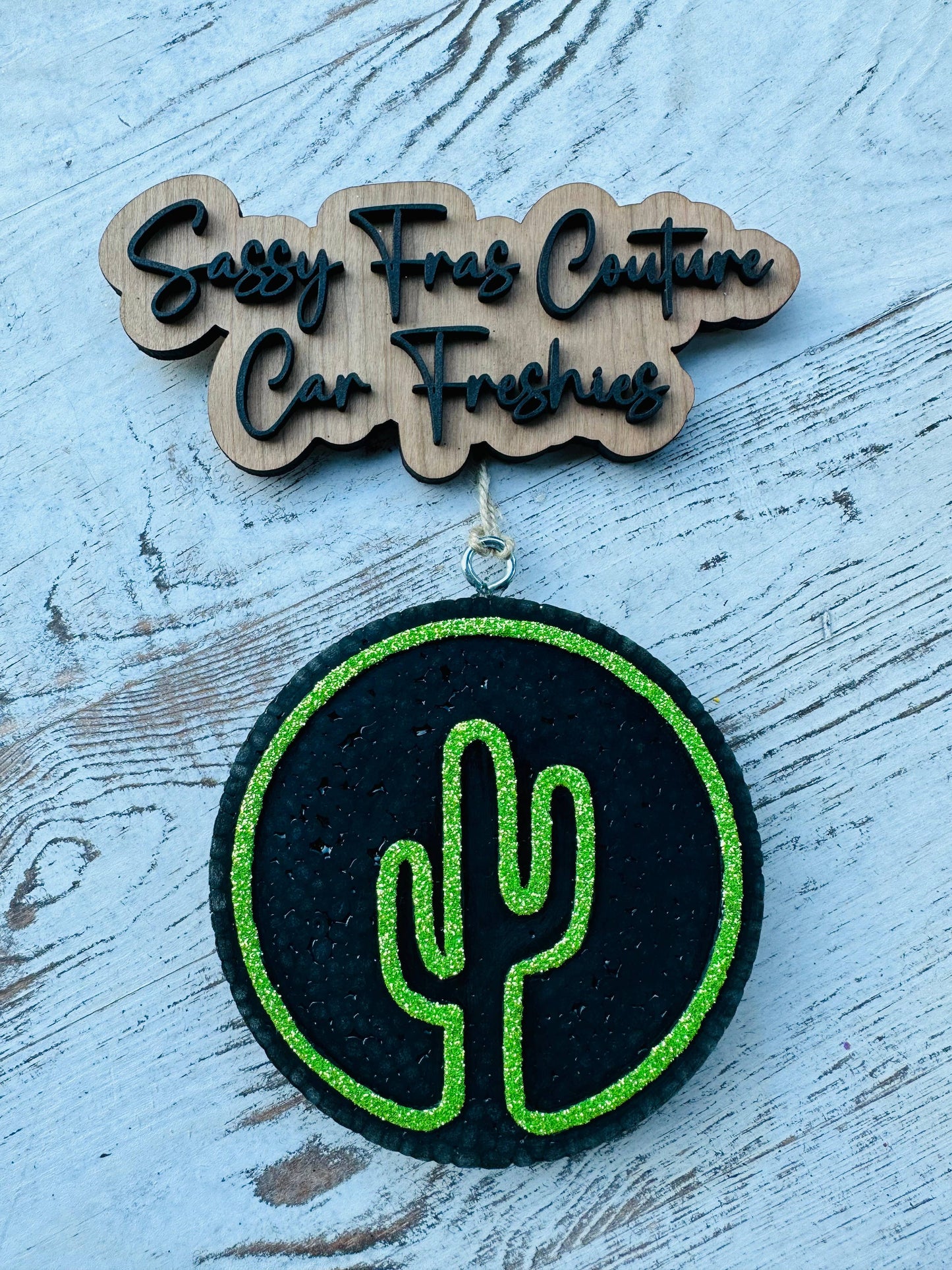 Round Cactus Car Freshie: Sassy Fras