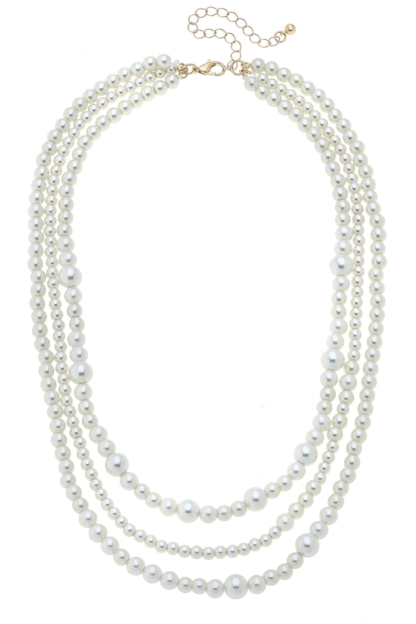Larissa 3-Row Multi Pearl Layered Necklace in Ivory