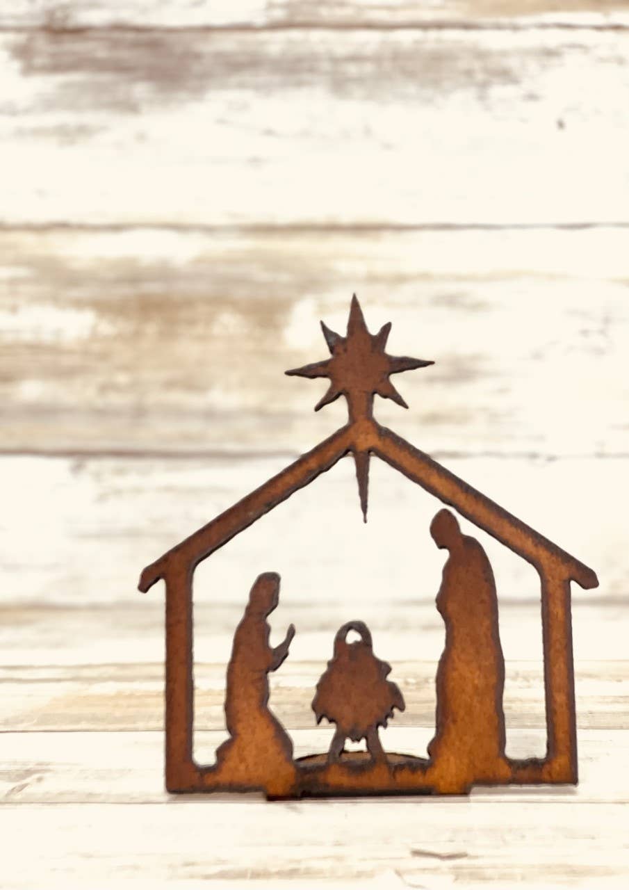 Nativity Doodad rustic Metal Christmas Nativity ironwork