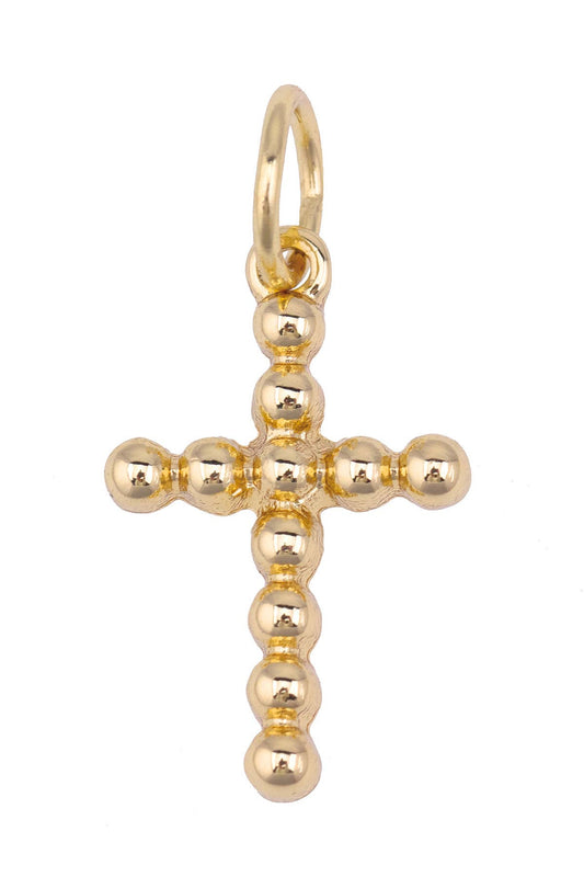 Beaded Cross Charm in Shiny Gold Canvas