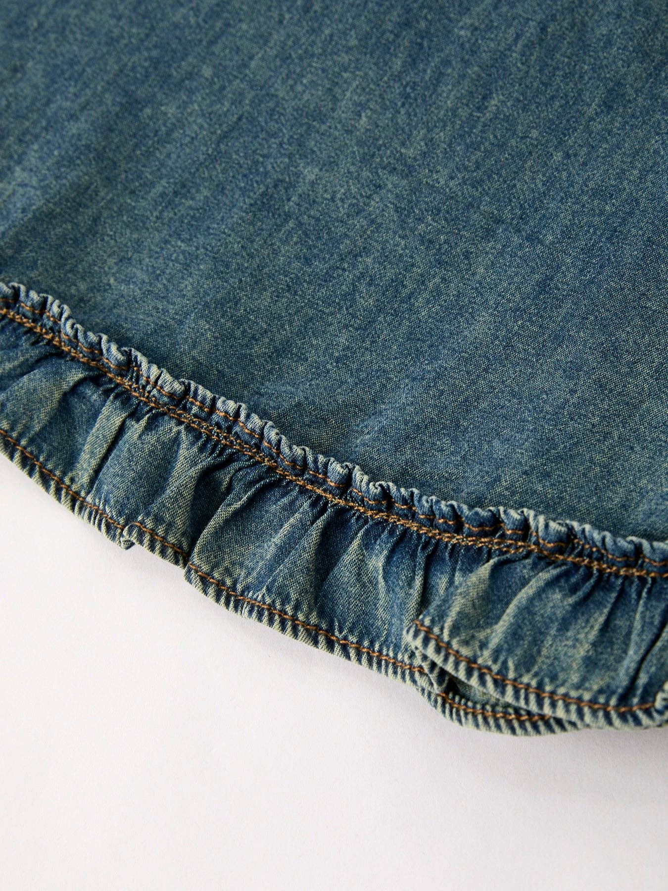 (Pre-order)Vintage Denim Ruffle Girls Dress: 6