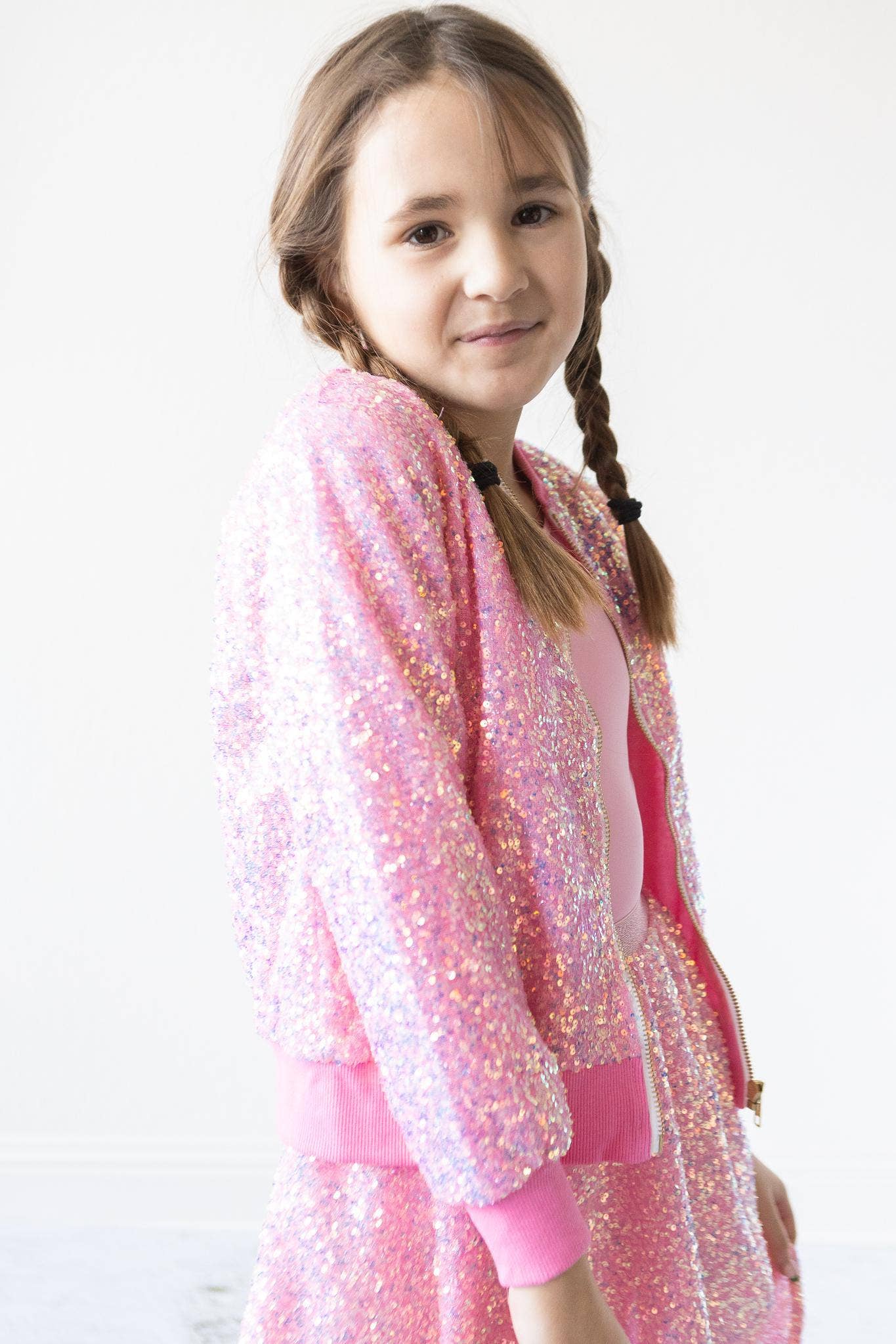 Bubblegum Pink Sequin Jacket: Mila and Rose