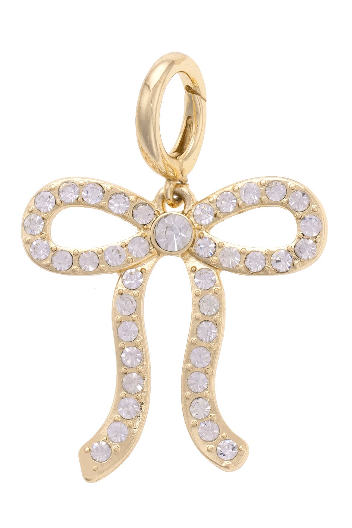 Pave Looped Bow Pendant Charm in Shiny Gold canvas