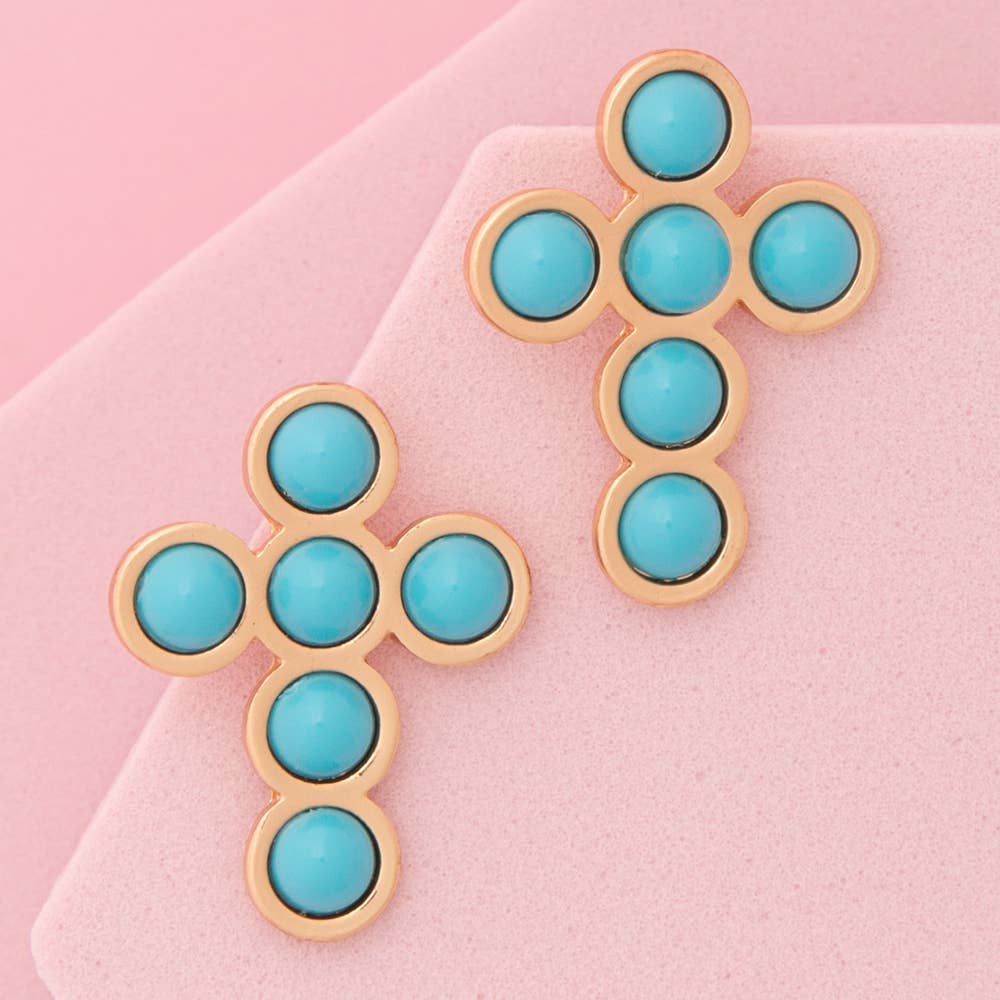 Turquoise Cross Post Earrings: