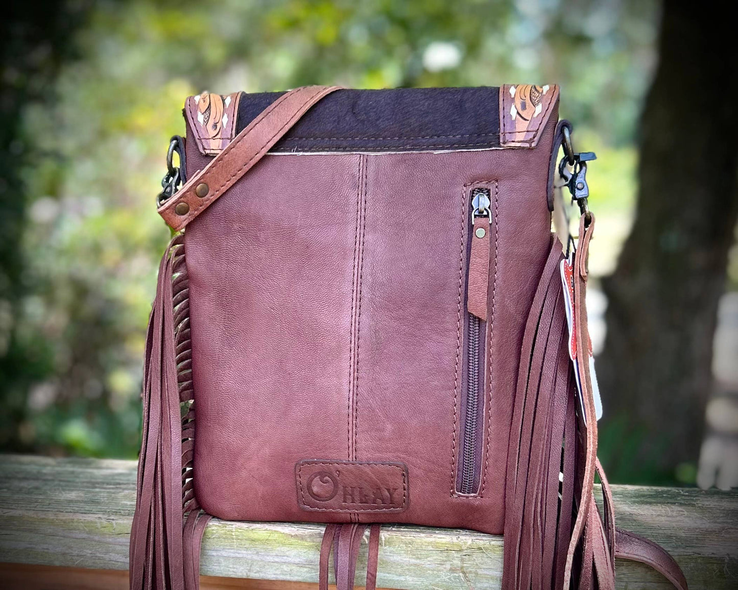 Upcycled LV Cowhide Leather Fringe Crossbody Bag Western Southern Junkie