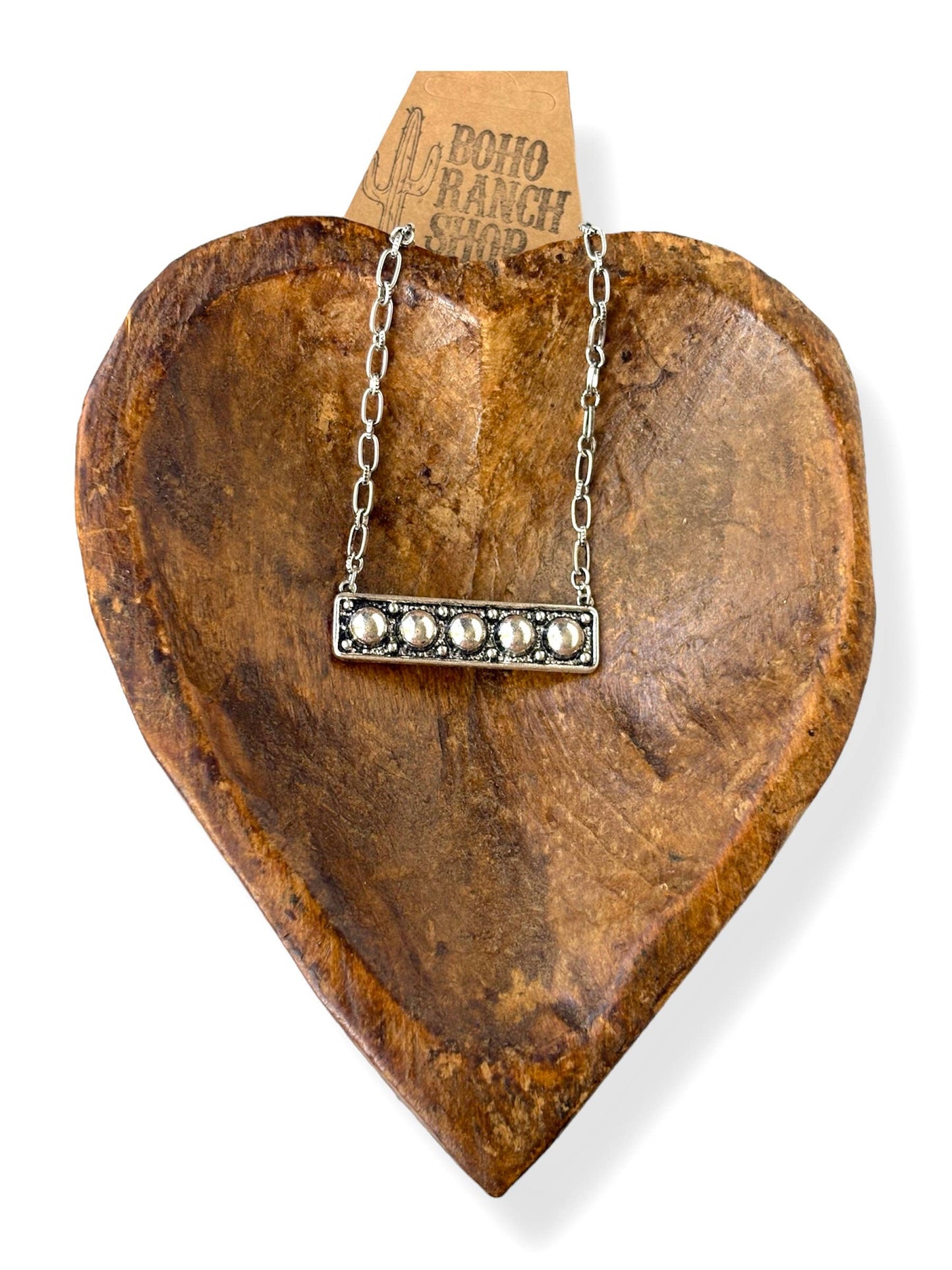 Western Style Embossed Bar Pendant Necklace