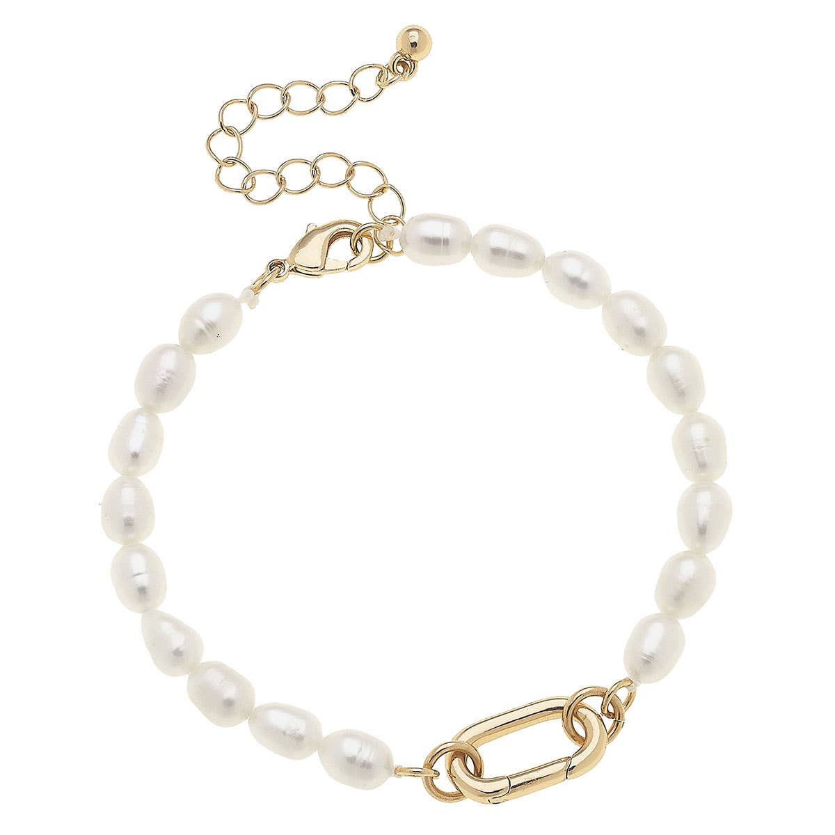 Piper Freshwater Pearl Charm Bracelet Base in Ivory Canvas