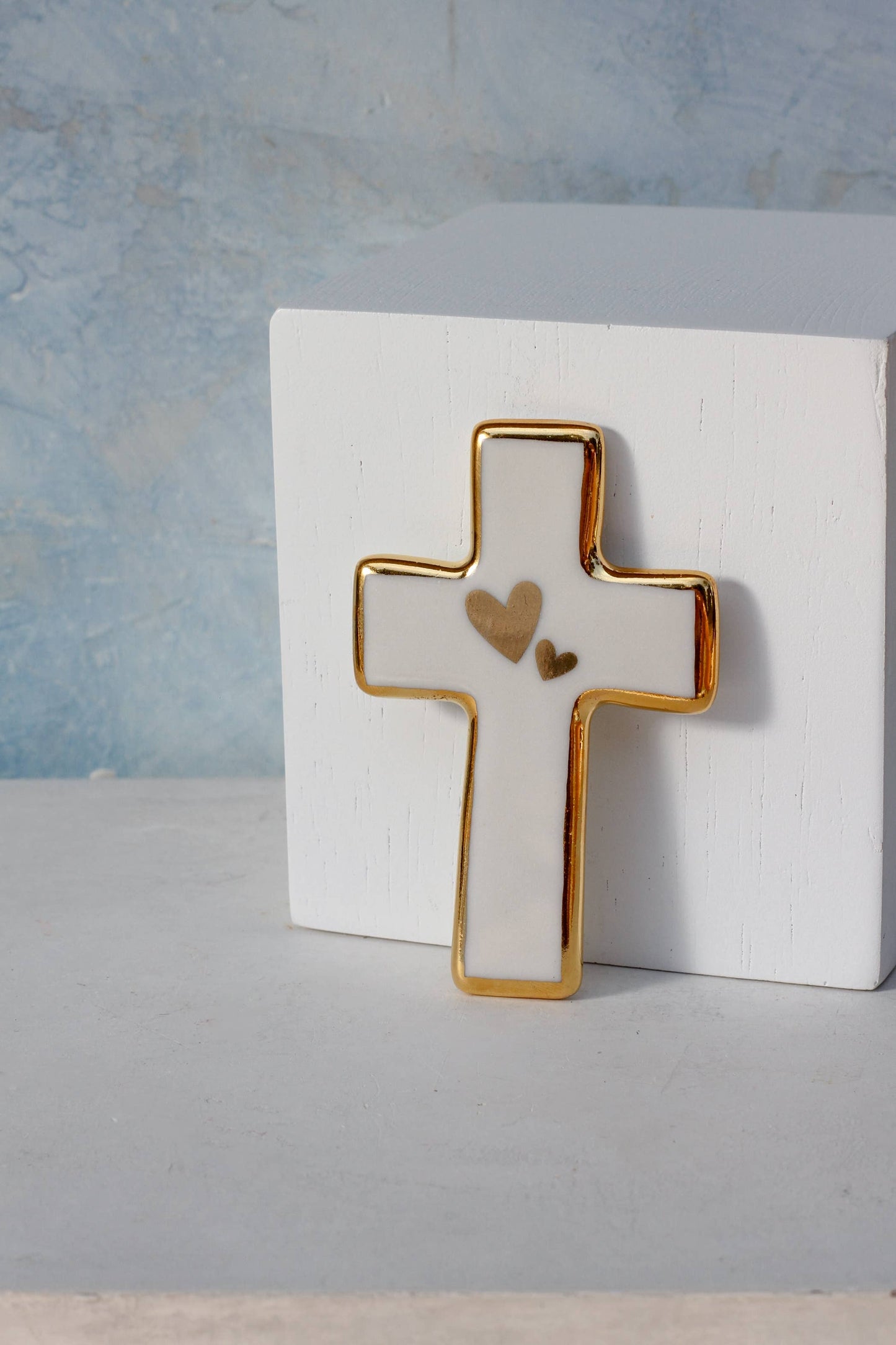 Cross Magnet | Handmade Ceramic Magnet with Heart: No Heart