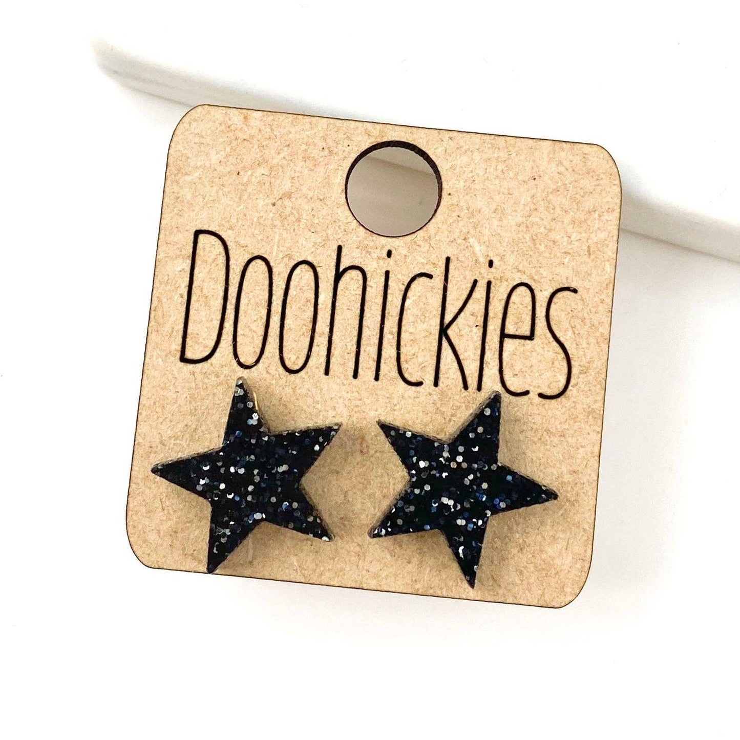 Star Stud Earrings - Maroon Glitter Doohickie