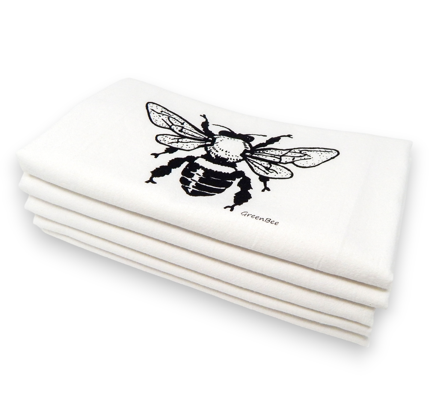 Pig Dish Towel | Tea Towels | Flour Sack Kitchen Towels: Black Green Bee