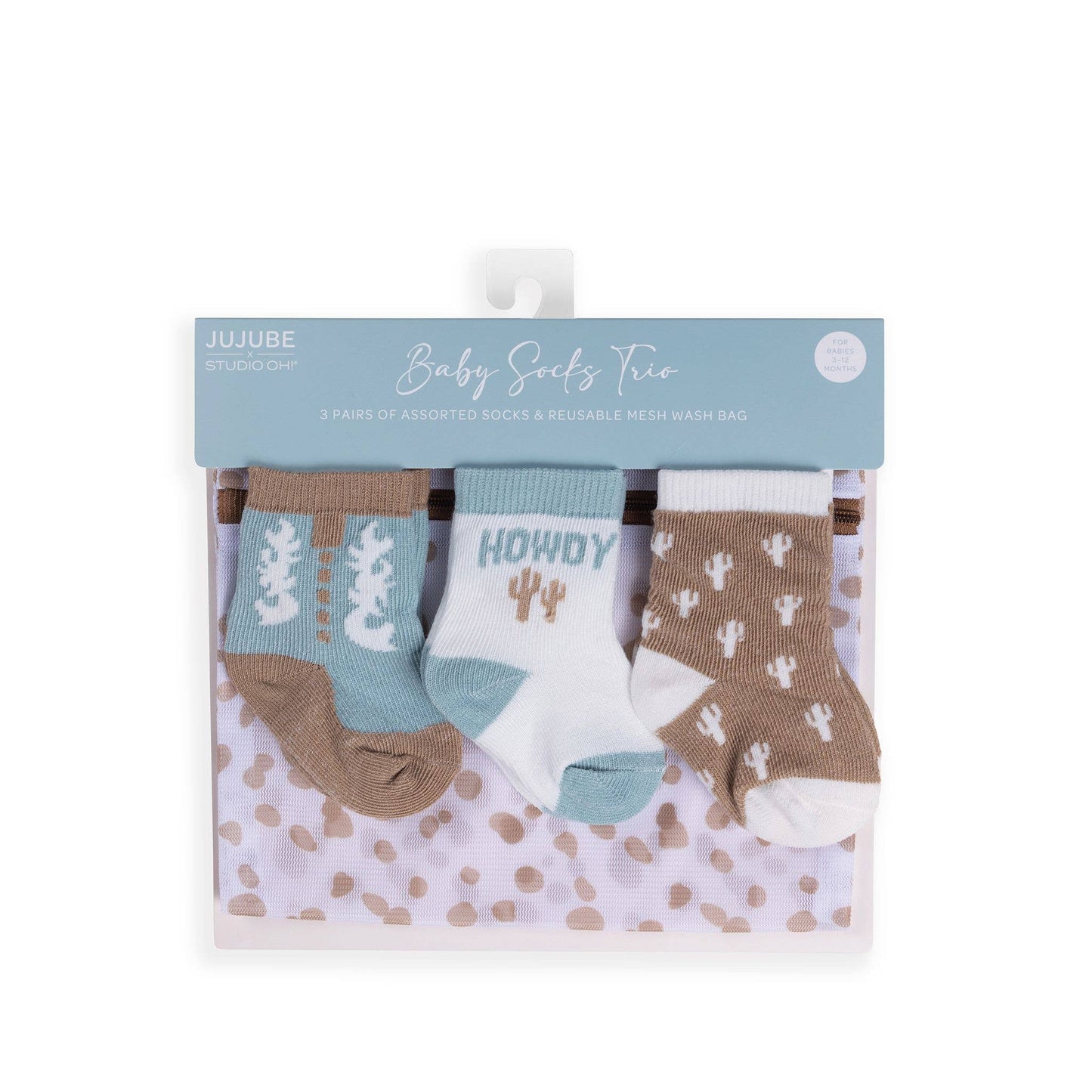 Western Baby Socks Trio Howdy Partner Blue Juju bee