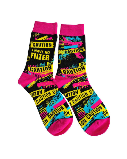 Caution I Have No Filter Women's Crew Socks Fab Daz