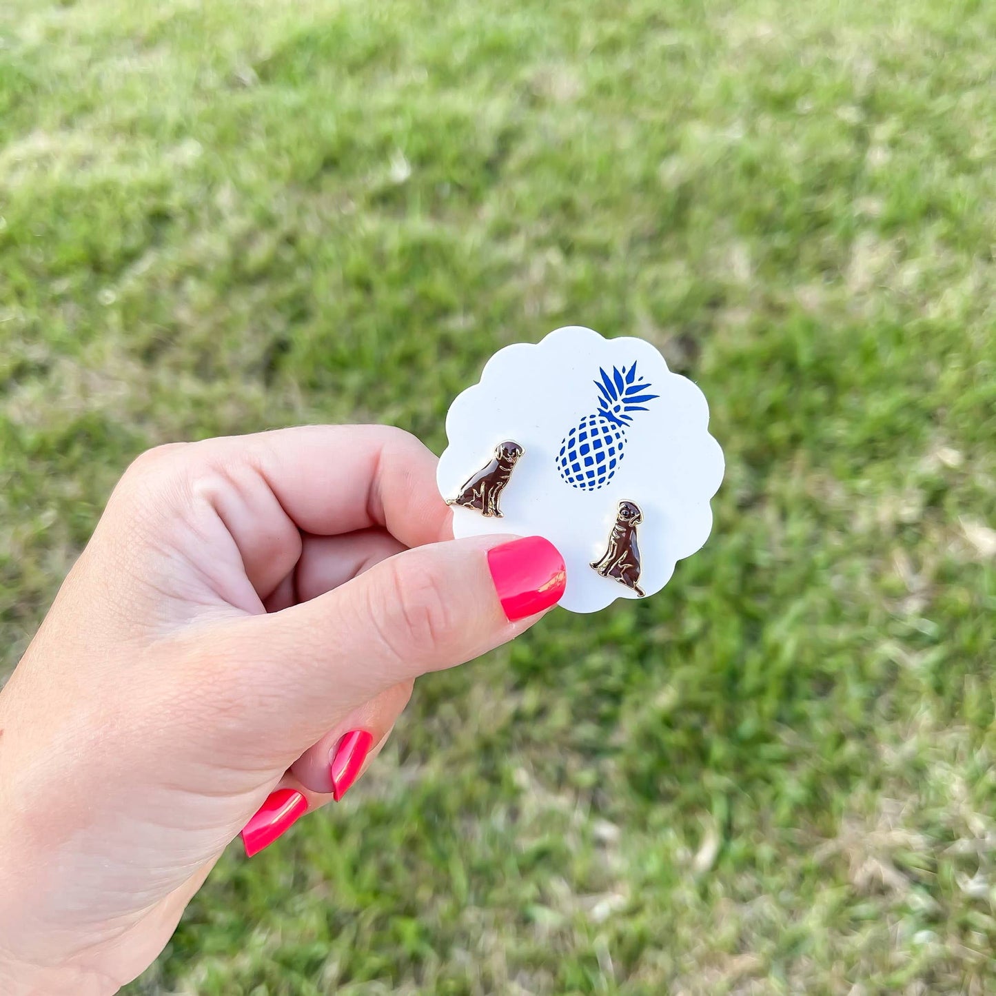 Chocolate Lab Enamel Stud Earrings Doohickie