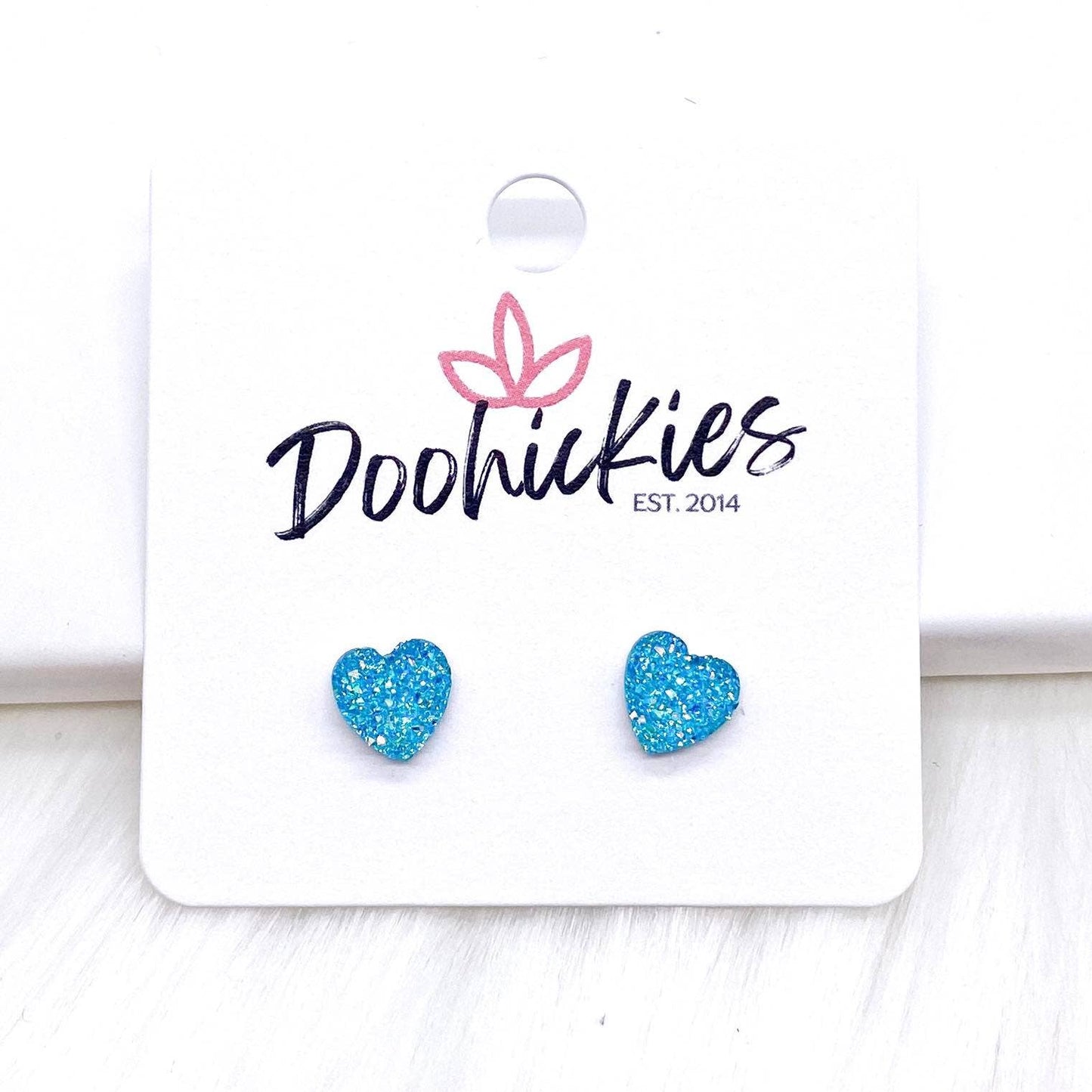 Valentine Sparkle Hearts -Earrings 8mm Light Pink Doohickie