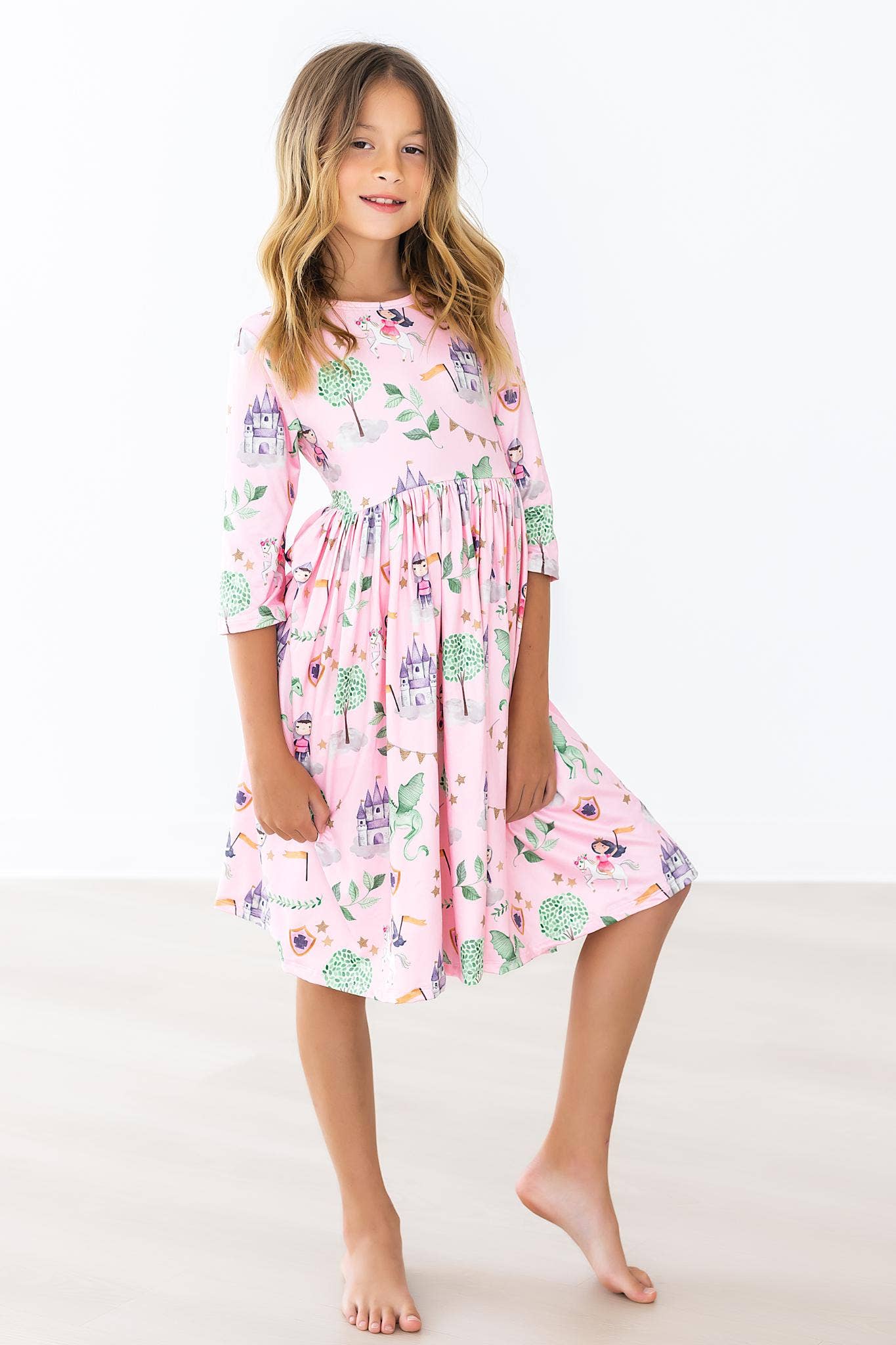 Once Upon a Time 3/4 Sleeve Pocket Twirl Dress: Mila & Rose