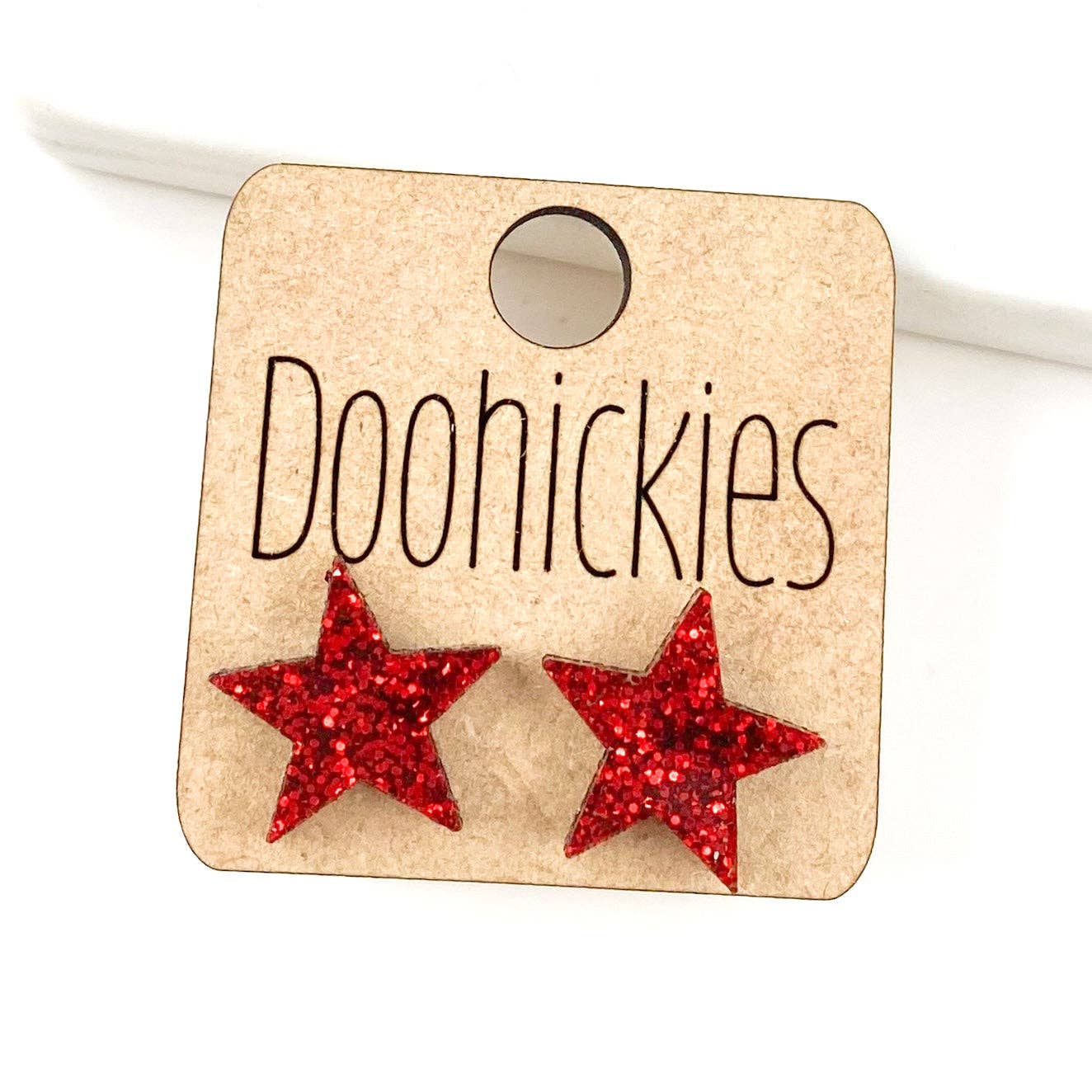 Star Stud Earrings - Maroon Glitter Doohickie